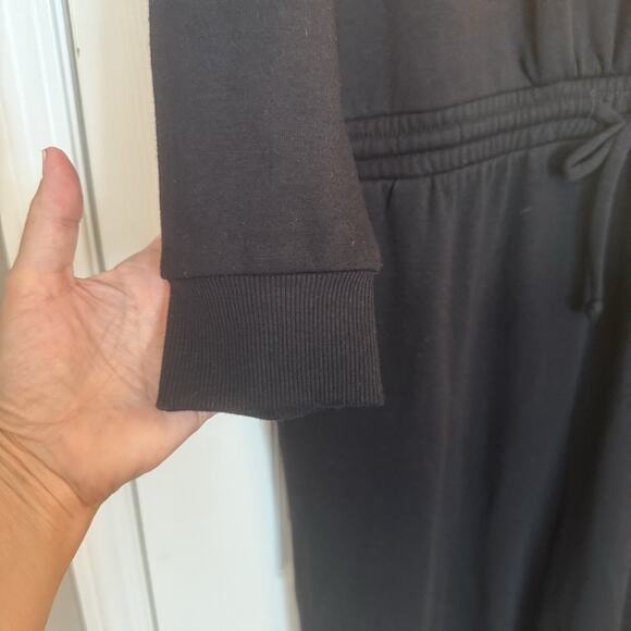 Beyond Yoga Overlapping Jumpsuit Sz XL Black Fleece Super Soft Roomy Drop Waist - Picture 4 of 16